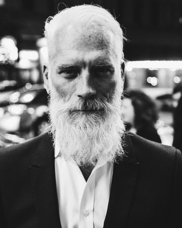 people, man, old, beard, hair, white, black and white, monochrome, formal, tuxedo