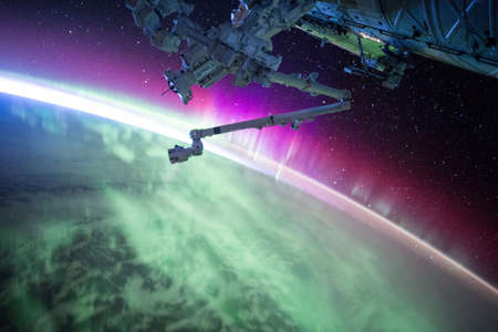 satellite, earth, space, galaxy, gravity, aurora