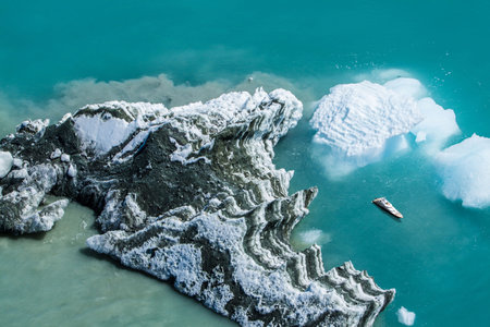 sea, ocean, blue, water, wave, nature, rocks, iceberg, snow, winter, travel, aerial