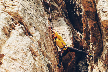 rappelling, rocks, hill, cliff, people, girl, adventure, outdoor, travel, sport