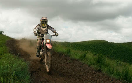people, man, dirt, bike, adventure, clouds, sky, gear, helmet, grass, field, green
