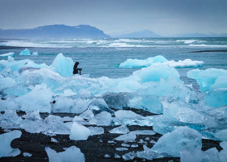 snow, winter, white, cold, weather, ice, nature, water, ocean, sea, iceberg, people, man, alone,...
