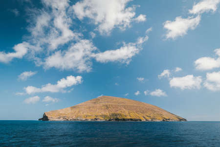 sea, ocean, blue, water, wave, nature, clouds, sky, island, landscape, travel, view