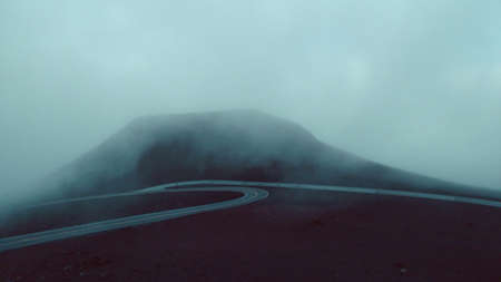 mountain, highland, fog, sky, landscape, nature, valley, road, travel, outdoor