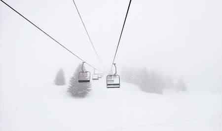 snow, winter, white, cold, weather, ice, nature, trees, leaves, ride, cable car
