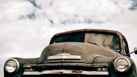 vintage, car, travel, vehicle, outdoor, clouds, sky