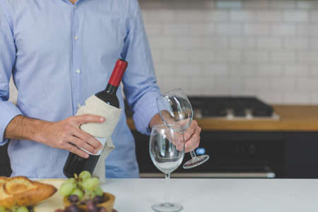 people, man, wine, serve, glass, table, drink, beverage
