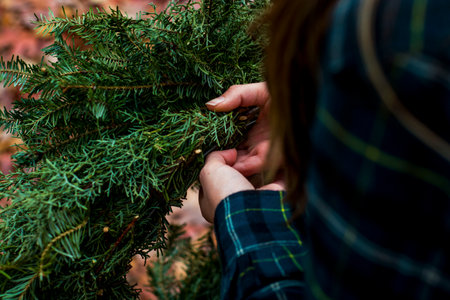 nature, landscape, leaves, green, people, plaid, hands