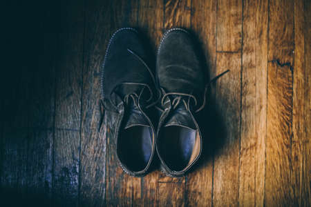 black, shoe, footwear, wooden, floor