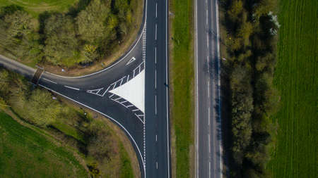 aerial, view, green, grass, lawn, tree, plant, nature, outdoor, field, road, highway