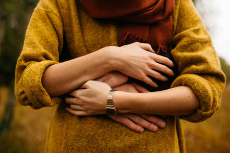 people, girl, hug, embrace, watch