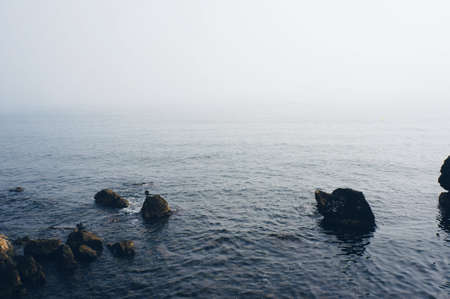 sea, ocean, water, wave, nature, rocks, coast, horizon, sky
