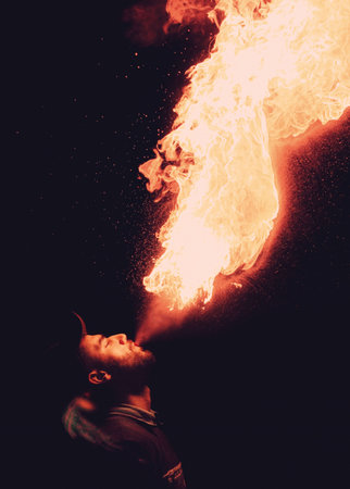 fire, flame, bonfire, dark, night, heat, light, people, man, guy, alone, silhouette
