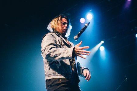 people, man, guy, rock, band, singer, microphone, stage, concert, spotlight, night