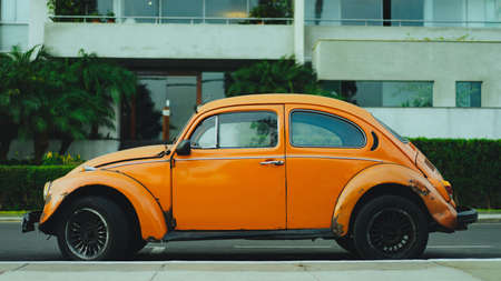 yellow, car, auto, vehicle, travel, trip, road, street, building