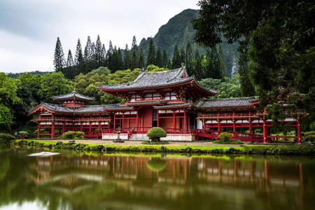 architecture, building, infrastructure, temple, green, trees, plant, lake, water, reflection, grass,...