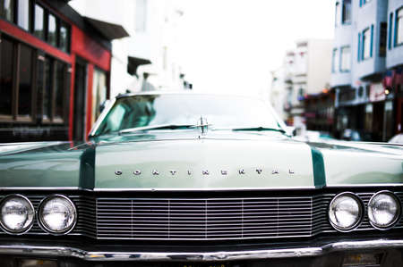 continental, auto, vintage, car, travel, road, street, buildings, blur, city