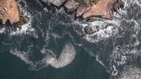 sea, ocean, water, waves, rocks, aerial, view, nature, coast