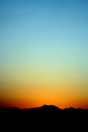 nature, mountains, silhouette, sun, gradient, orange, blue, green, colors