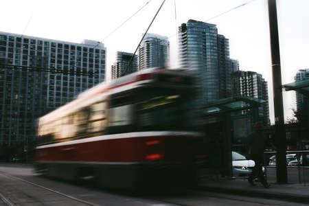 urban, city, buildings, transportation, motion, railway, tram
