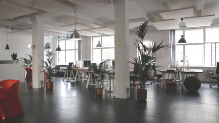 architecture, building, infrastructure, indoor, tables, chairs, lamp, interior, plant, restaurant