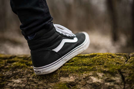 black, sneakers, shoe, footwear, green, grass