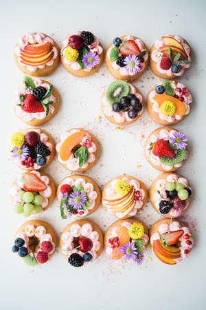 cupcake, desserts, sweets, food, fruits, flower, toppings