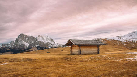 grass, highland, grassland, field, nature, rocks, cliff, sky, clouds, hut