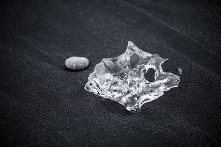 stone, sand, ice, black and white