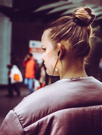 people, woman, earphone, earrings, hairstyle