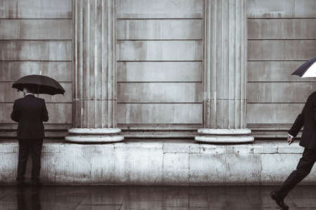 architecture, building,outside, people, man, walking, umbrella, rain