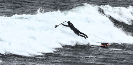 paddle, board, people, man, sports, game, sea, ocean, water, waves, nature, adventure