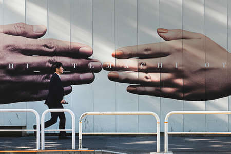 hand, wall, people, man, walking, alone