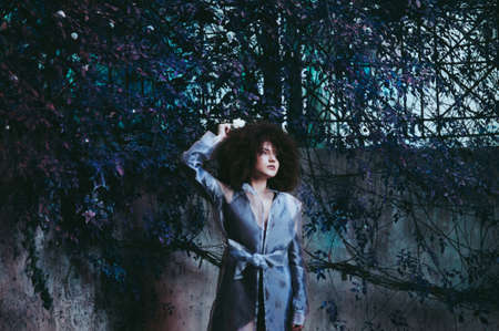 nature, plants, trees, leaves, flowers, people, girl, woman, lady, curly, hair