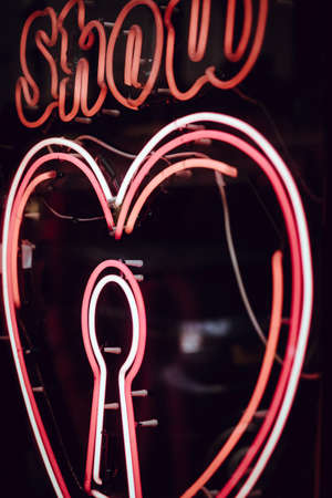 neon, signage, light, door