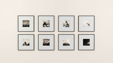 wall, picture frame, display, interior, design, decoration, black and white, gallery, image, indoor,...
