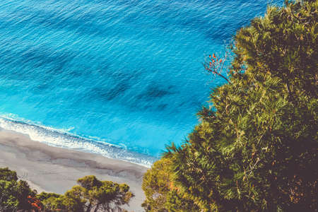sea, ocean, blue, water, waves, nature, beach, coast, sand, seashore, green, trees, plants