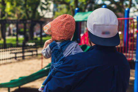 people, father, man, baby, girl, kid, child, family, bonding, outdoors, green, trees, plants,...