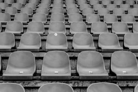 seats, chairs, stadium, rows, event, black and white