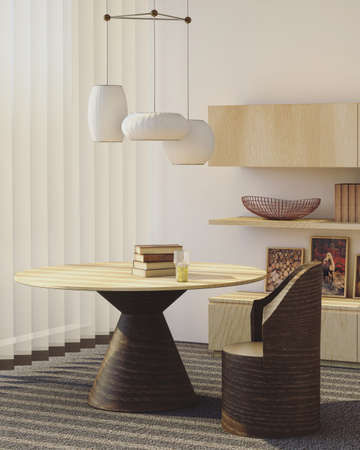 architecture, house, interior, design, living, room, table, chair, furniture, books, lamp,...