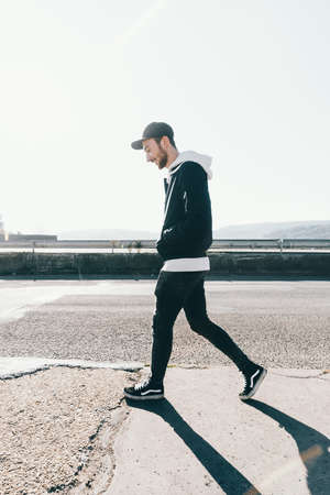 walking,  man,  adult,  young,  boy,  happy,  happiness,  action,  road,  city,  street,  sunset, ...