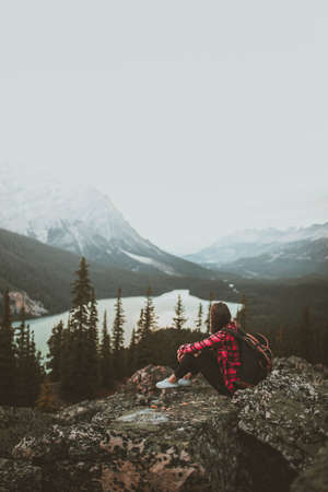girl,  mountain,  mountains,  lake,  trees,  forest,  rocks,  adventurer,  adventure,  adventuring, ...