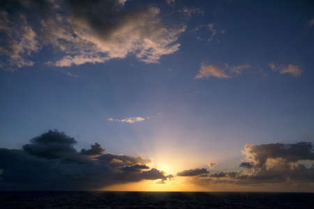 ocean, sunset, coulds, dusk, evening, sea, sun