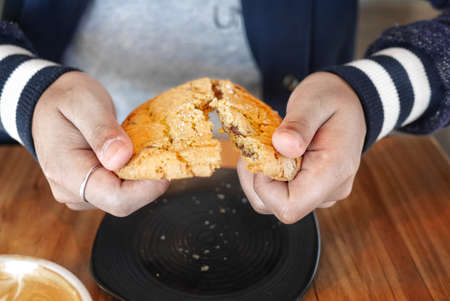 cookie,  break,  breakfast,  cafe,  yum, man, people, food