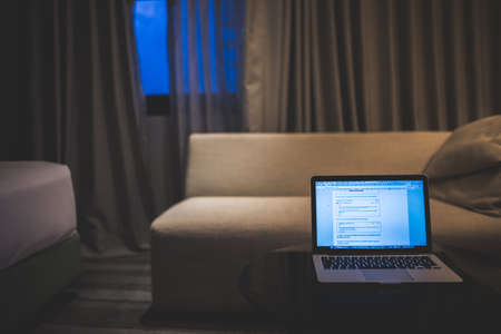 computer,   hotel,   desk,   sofa,   travel, macbook, technology, business, working, night, evening,...