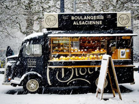 boulangerie,  bread,  truck,  van,  store,  vintage,  classic,  retro,  snow,  winter,  cold, ...