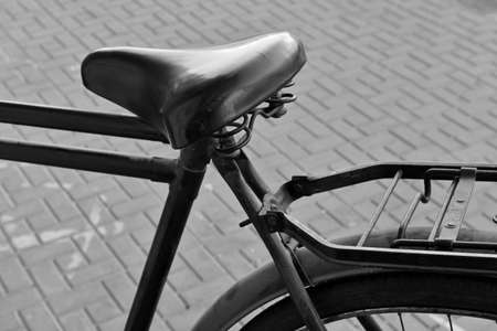 retro,  bicycle, street, city, bike, classic, vintage, seat, wheel, tyre, black & white, metal,...