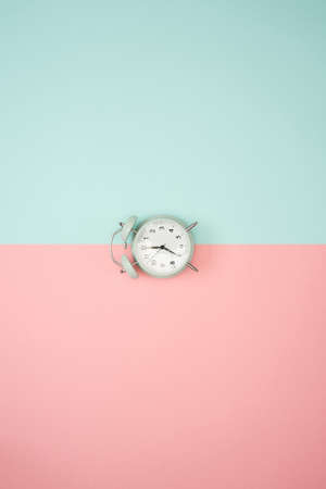 clock,  pastel background,  blue,  pink,  time, alarm, colorful