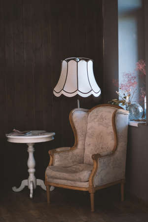 vintage,  chair,  lamp,  table,  room,  house,  home,  armchair,  plant,  flower