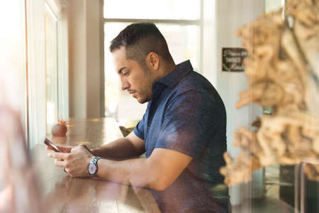 man,   cafe,   mobile phone,  typing,   focus,  concentrate,  desk,   office,   business,  work, ...